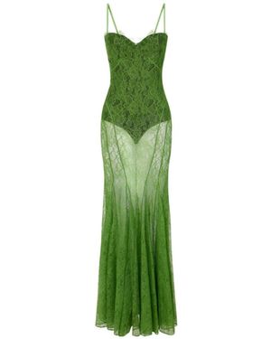 Elisabetta Franchi Sheer Lace Maxi Dress - Green