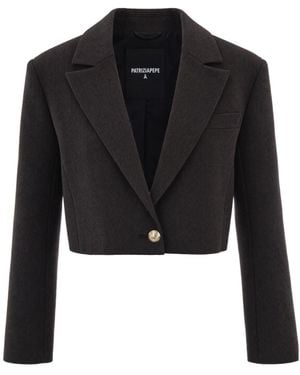 Patrizia Pepe Structured Bouclé Cropped Blazer - Black