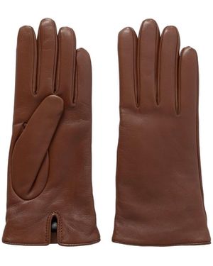 Saint Laurent Logo Gloves - Brown
