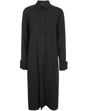Maria Calderara Striped Button Dress - Black