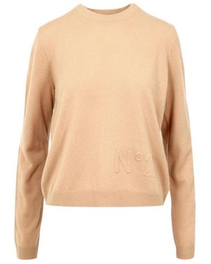 N°21 Logo Embossed Crewneck Jumper - Natural