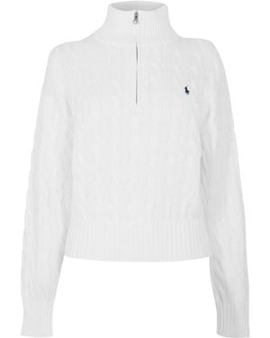 Polo Ralph Lauren Cable-Knit Half-Zip Jumper - White