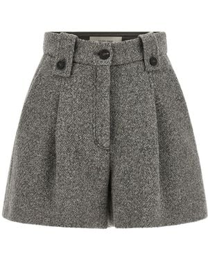 Golden Goose Tweed-Effect Pleated Shorts - Grey