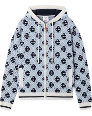 CASABLANCA Monogram Jacquard Hooded Jumper - Blue