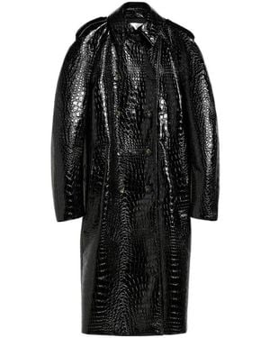 Sportmax Faggi Crocodile-Effect Trench Coat in Black | Lyst