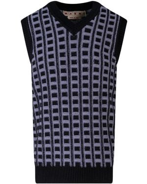 Marni Knitted Cotton Vest - Blue