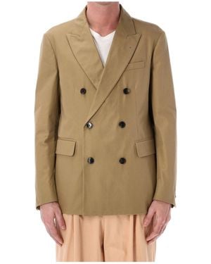 Dries Van Noten Double-Breasted Suit Jacket - Natural