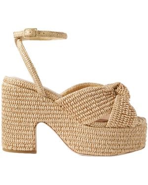 Loeffler Randall Ankle Buckle Strap High Heel Sandals - Natural