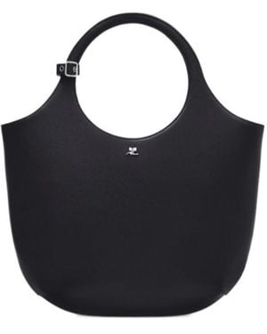 Courreges Courrèges Logo Plaque Top Handle Bag - Black