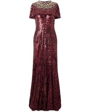 Jenny Packham Sequined Crepe Gown - Purple