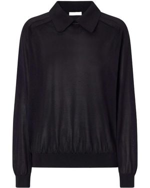 KHAITE Silk-Knitted Polo Jumper - Blue