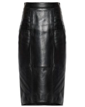 Versace Leather Midi Skirt - Black