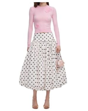 Self-Portrait Polka-Dot Skirt - White