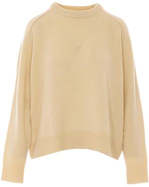 Soft Goat Round-Neck Knitted Jumper - Natural