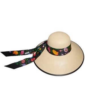 Gucci Panama Twill Hat With Silk Ribbon - White