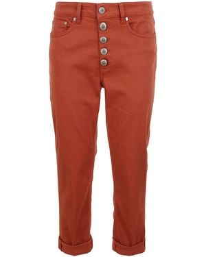 Dondup Koons Logo-Patch Cropped Jeans - Red