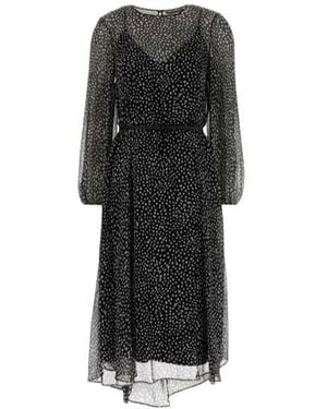 Max Mara Belted Polka-Dot Dress - Black