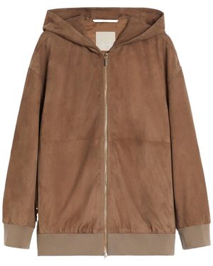 Max Mara Suede Jacket With Hood - Brown