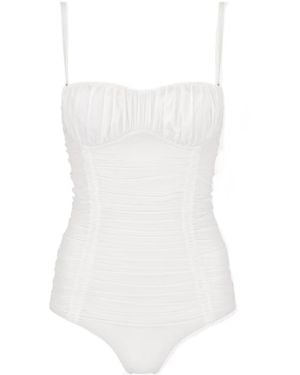 Dior Gathered Detailed One-Piece Swimsuit - White
