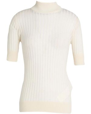 Max Mara Turtleneck Short-Sleeve Ribbed Knit Top - White