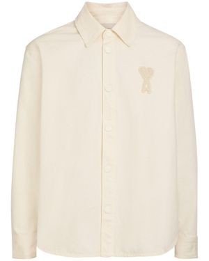 Ami Paris Logo-Appliquéd Denim Overshirt - White