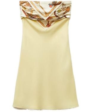 Versace Silk-Twill Scarf-Overlay Mini Dress - Yellow