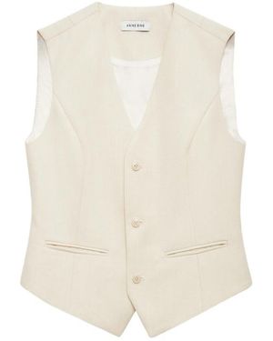 Anine Bing Mario Button V-Neck Waistcoat - White