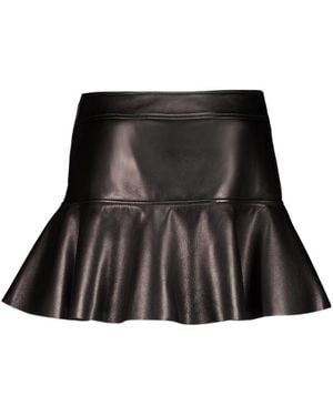 Tom Ford Shiny Plonge Ruffled Bottom Mini Skirt - Black