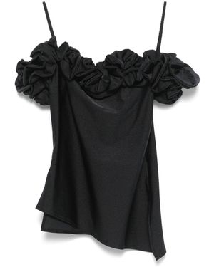 Coperni Asymmetric Hem Top With Off-Shoulder Design - Black