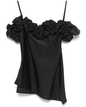 Coperni Asymmetric Hem Top With Off-Shoulder Design - Black