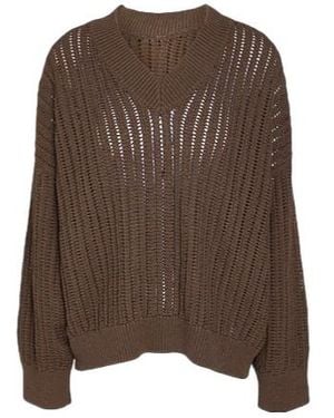 Brunello Cucinelli Solid Color Knit Sweater - Brown