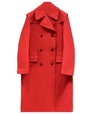 Raf Simons Double-Breasted Lapel Long Overcoat - Red