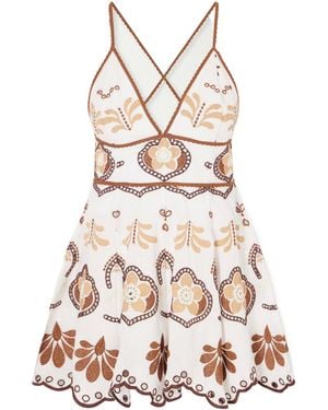 Charo Ruiz Anglaise Cotton-Blend Mini Dress - White