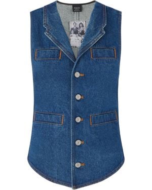 Pinko Galiceno Button-Up Denim Waistcoat - Blue