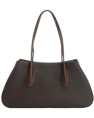 The Row Alger Stitch Detailed Shoulder Bag - Black