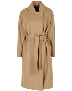 Fay Long-Sleeved Coat - Natural