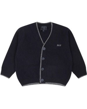 Fay Long-Sleeved Knitted Cardigan - Blue