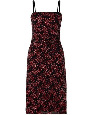 STAUD Sequin Flower Dress - Red