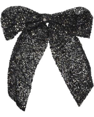 Maison Michel Sequin-Embellished Bow Tie - Black