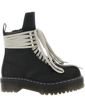 Rick Owens X Dr. Martens Quad Sole Steel Toe Lace-Up Boots - Black