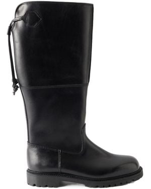 Rier Forest Leather Knee Boots - Black