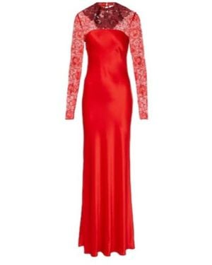 Rodarte Lace-Trimmed Silk-Blend Satin Gown - Red