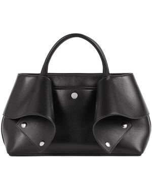 TOTEME Totême Foldover Detailed Small Tote Bag - Black