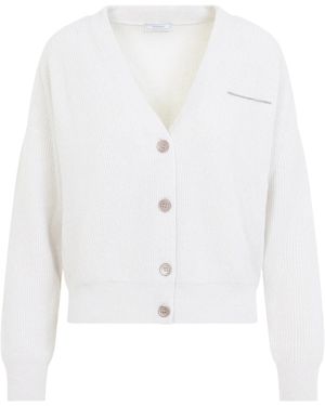 Peserico Cropped V-Neck Cardigan - White