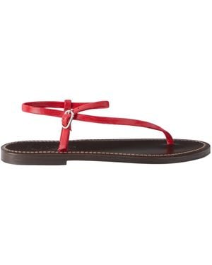 K. Jacques Vassili Snake-Effect Leather Flat Sandals - Red