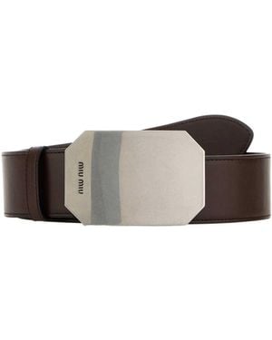 Miu Miu Leather Belt - White