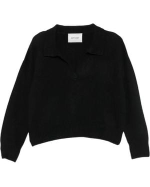 Soft Goat Long-Sleeve Polo-Collar Jumper - Black