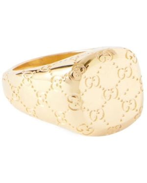 Gucci Gg Motif Signet Ring - Metallic