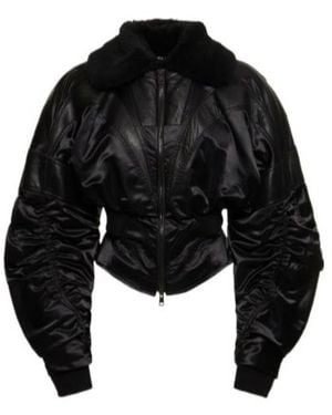 Mugler Pleated Casual Jacket - Black