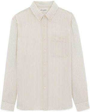 Saint Laurent Striped Long-Sleeved Shirt - White